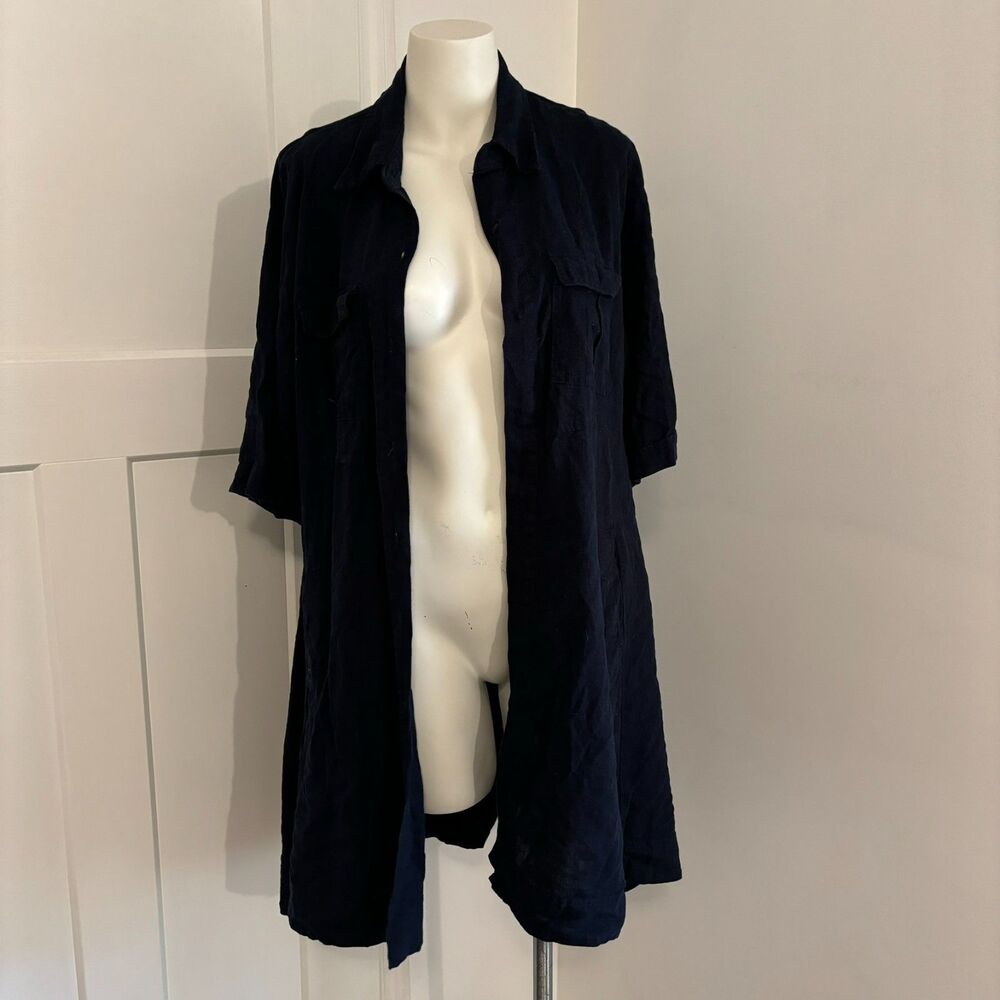 4Our Dreamers size Medium Linen Blend Lagenlook Oversized Cardigan Dress